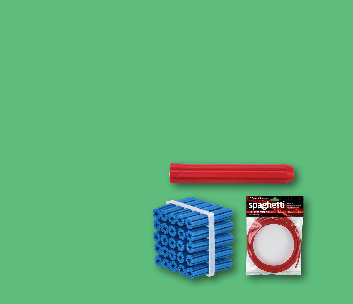 Spaghetti Fastner Plastic Wall Plugs and Spaghetti — NPX Fasteners