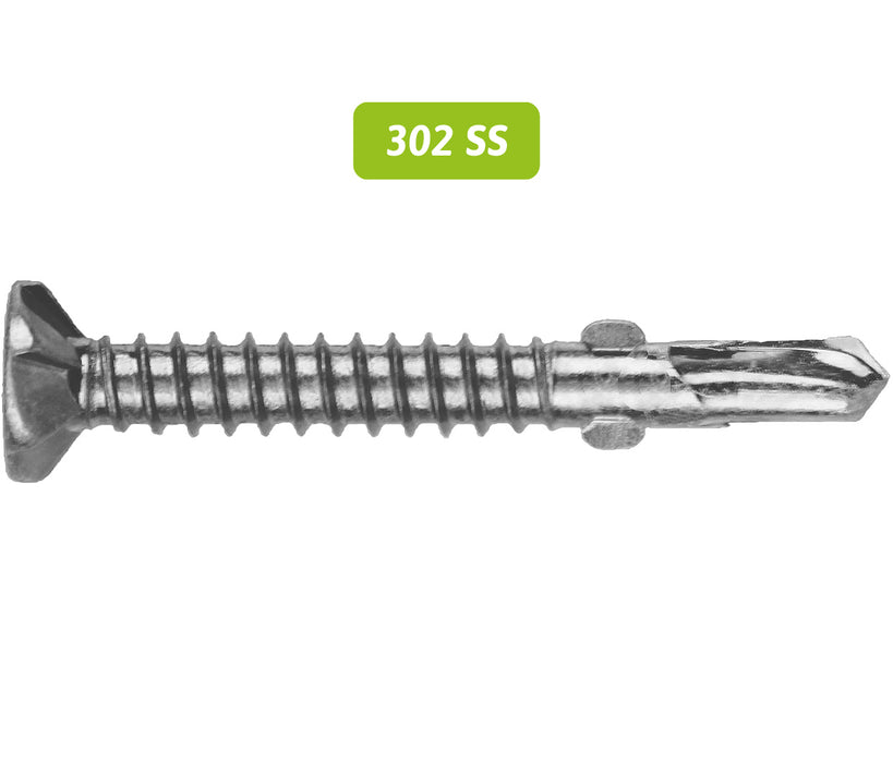 Self Drilling Countersunk Wing - Coarse Thread - STAINLESS STEEL (Bi-Metal)