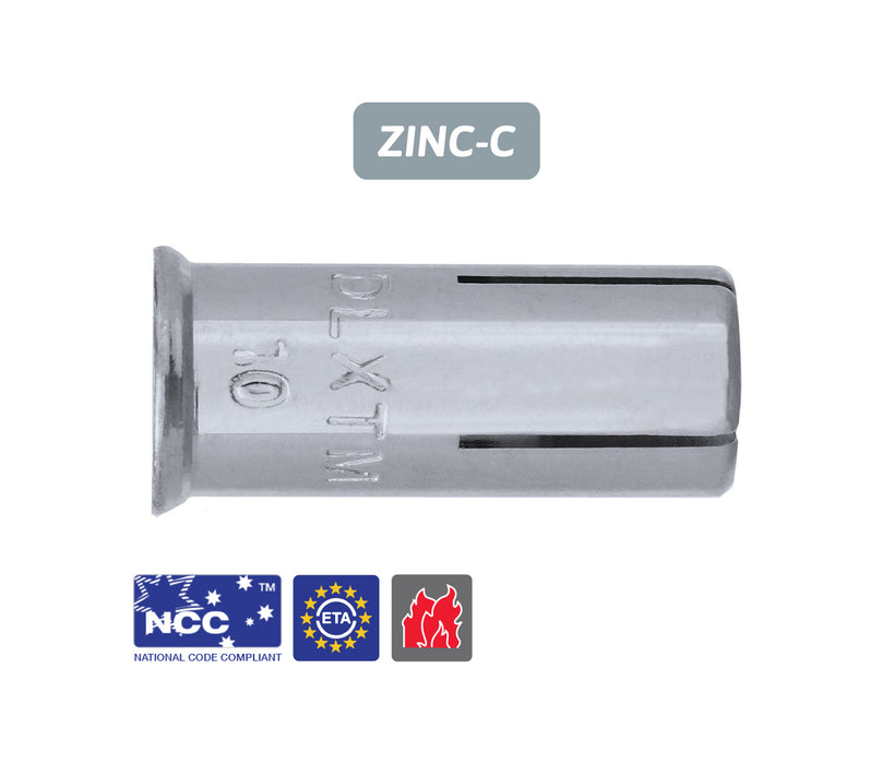 XTM Drop-In Anchors (Lipped) - ETA - ZINC CLEAR