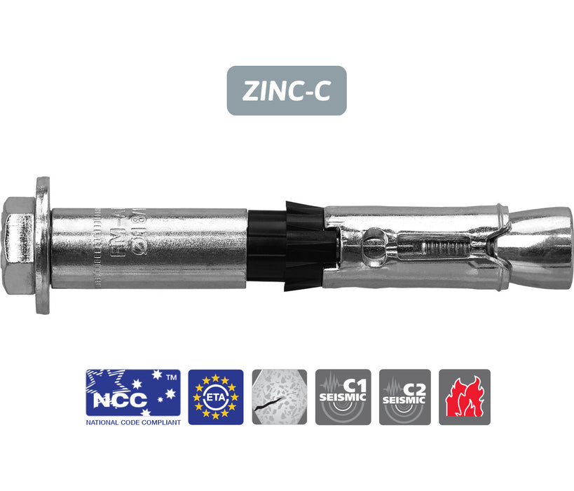 ATS-EVO S Heavy Duty Safety Bolt - Hex Head - ZINC CLEAR