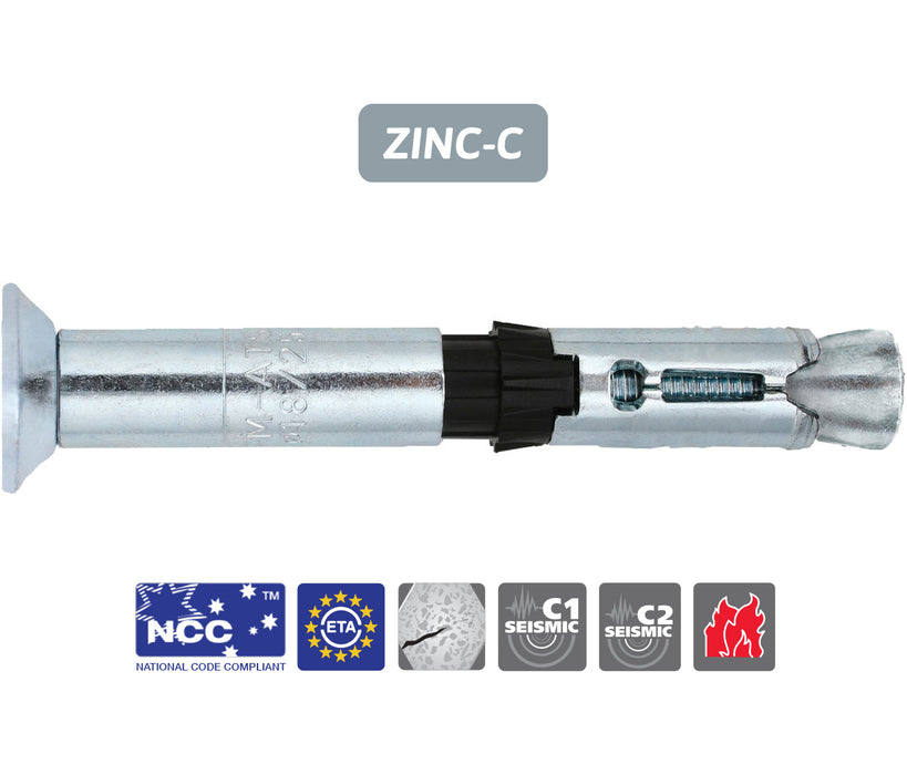 ATS-EVO Sk Heavy Duty Safety Bolt - Countersunk - ZINC CLEAR
