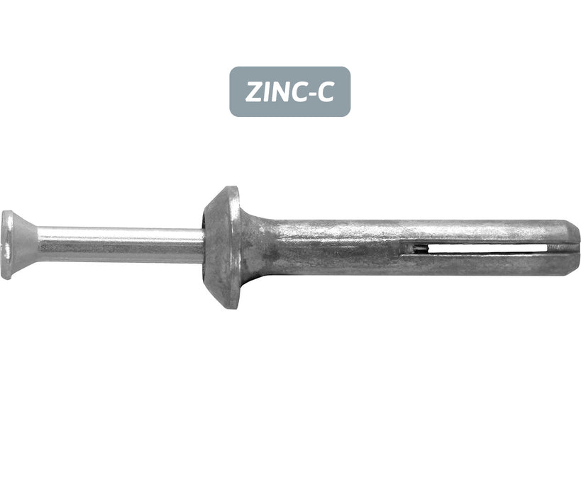 Metal Drive Hammer Screw - Body - Zamac Alloy, Pin - Carbon Steel - ZINC CLEAR
