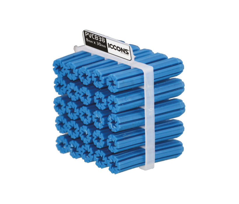 8mm PVC Wall Plug - Blue