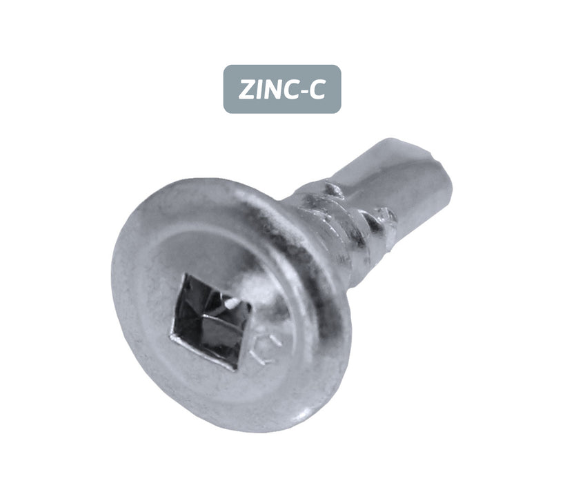 Self Drilling Button Head Sq Drive - Coarse Thread - ZINC CLEAR