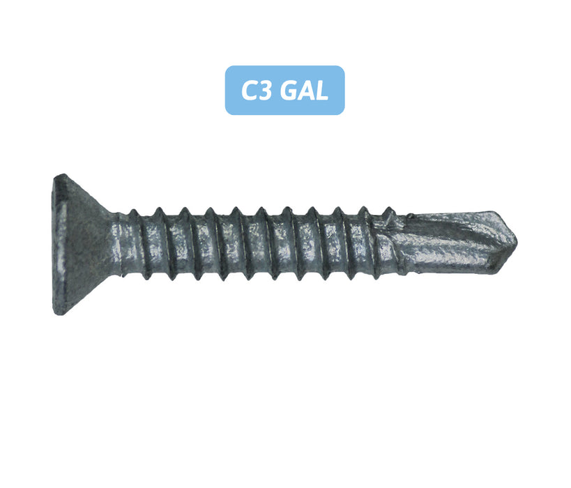 Self Drilling Countersunk Head - Coarse Thread - C3 GAL